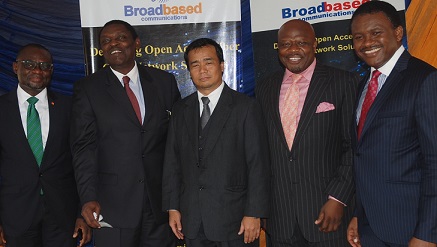 (L-r): Isa Omagu, DGM GT Bank, Prince Henry Ise-Okojie, MD/CEO Broadbased Communications Ltd, John Mercado, Technical Partner, Broadbased Communications Ltd, Chris Erewele, executive director, and Chidi  Ibisi, Chief Marketing Officer, both of Broadbased Communications Ltd., during the company’s Luncheon at the weekend.